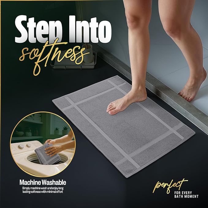 Pearl Linens Pack of 6 Washable Cotton Bath Mat 18x25 - Image 8