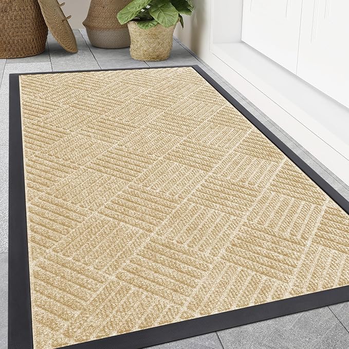 Smiry Front Door Mat Outside Entrance, Heavy Duty Outdoor Indoor Natural Rubber by Smiry