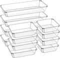 12 Pack Large Clear Plastic Drawer Organizer Trays, Desk Drawer Organizers and by JOLLYIN