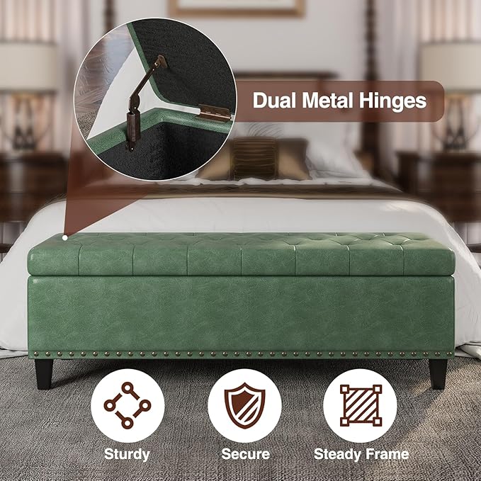Storage Ottoman Bench, 51-Inch Large Storage Bench - Image 7