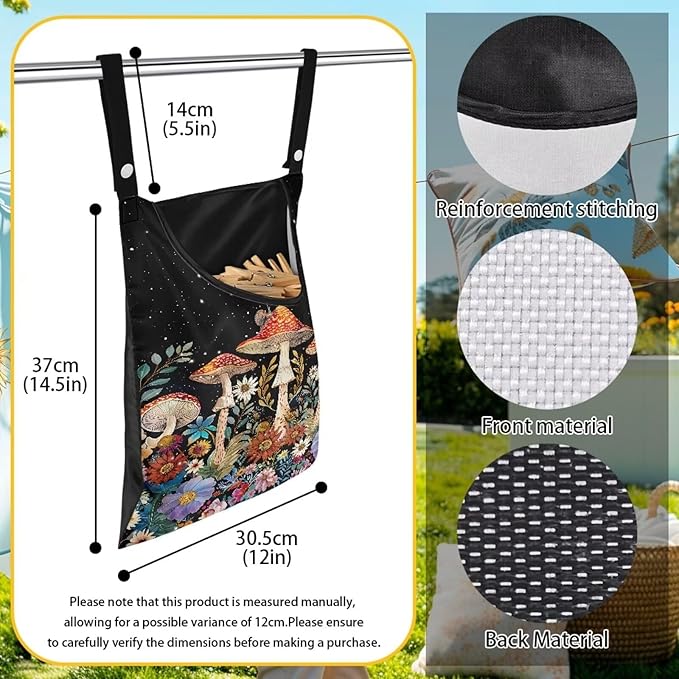 Mushroom Clothespin Storage Hanger Bags Laundry Clothespin Bag, Clothespin Bag - Image 6