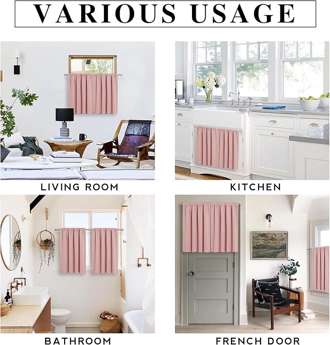 RYB Home Privacy Closet Curtains 36 inch 2 Panels Set, Room Darkening Rod - Image 6