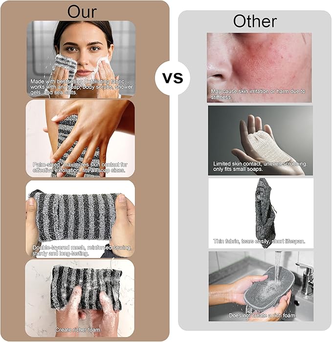 2 Pack Soap Bag Gentle Roughness, Bar Soap Pouch Saver Pocket, Exfoliating Body - Image 6