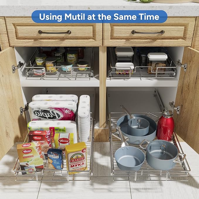 ROOMTEC Pull Out Cabinet Organizer, Cabinet Pull Out Shelves 11" W x 18" D - Image 6