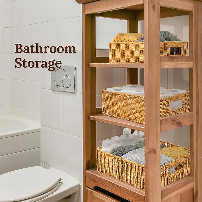 Baskets for Organizing, Undershelf Wicker Storage, Hand Woven Organizer for - Image 5