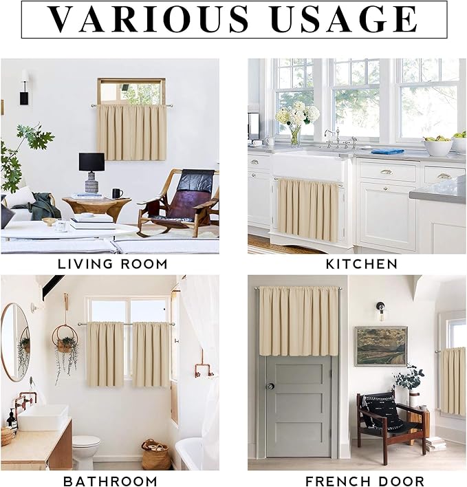 RYB HOME Thermal Insulated Small Window Curtains Short Drapes - Image 7