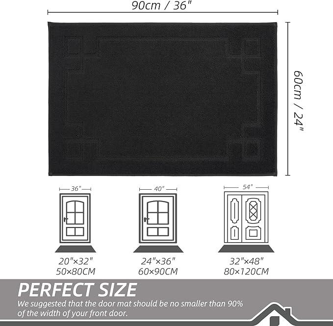 BEQHAUSE Door Mat 24" x 36", Non-Slip Door Mats Indoor Entryway Rugs Washable - Image 2