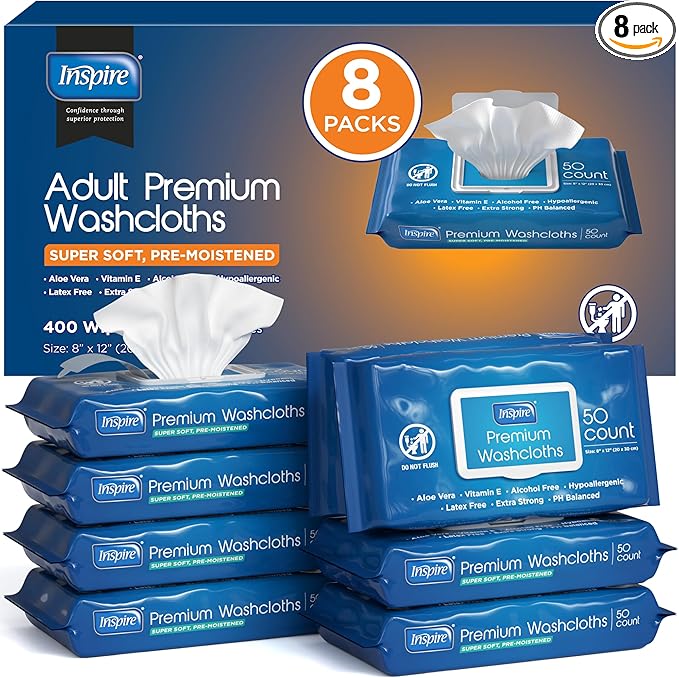 Inspire Adult Wet Wipes, Wash Cloths, Incontinence & Cleansing by Inspire