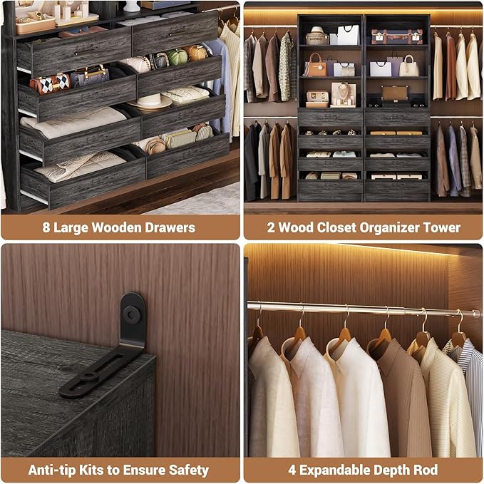 Aheaplus Closet System, 6-15Ft Closet Organizer - Image 3