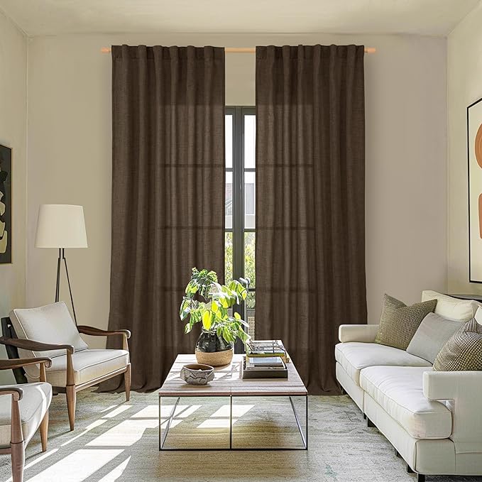 YoungsTex Dark Brown Linen Curtains - Image 2