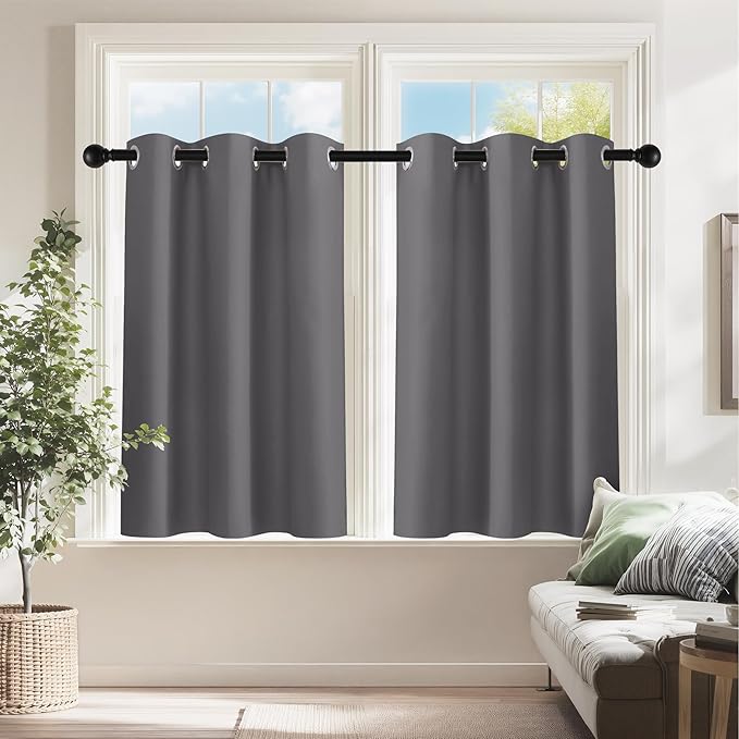 PONY DANCE Cafe Curtains 24 inch Length, Short Blackout Drapes by PONYDANCE