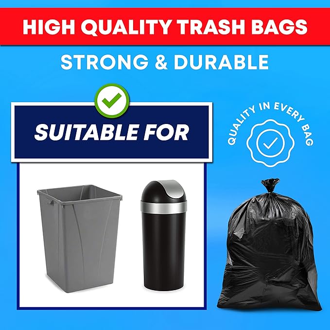 Tasker 30-33 Gallon Trash Bags Heavy Duty Large Black Garbage Bags 30 Gallon - Image 5