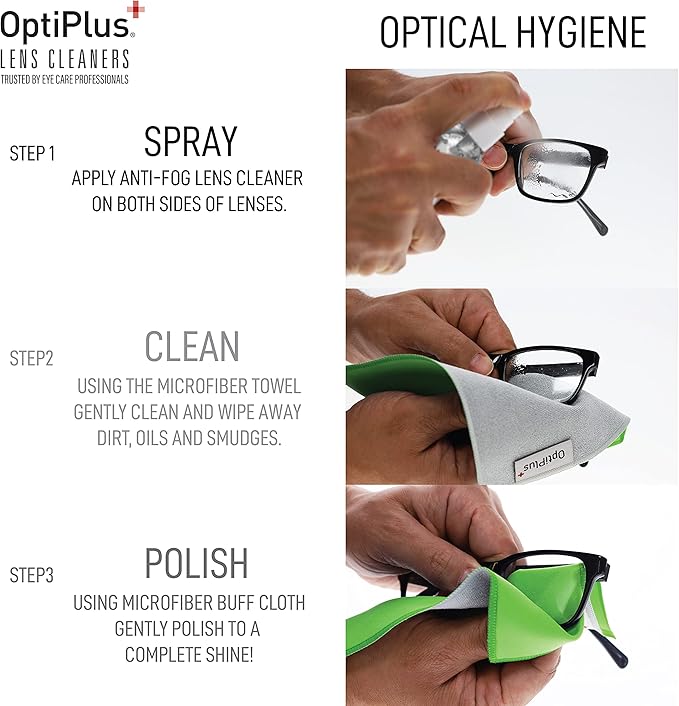 OptiPlus Anti-Fog Lens Cleaning Spray and Dual Microfiber Cloth | Streak-Free - Image 4