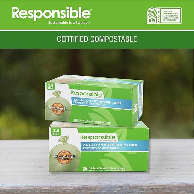 Responsible Products Kitchen Bin Liners, Certified Compostable, Heavy Duty - Image 4