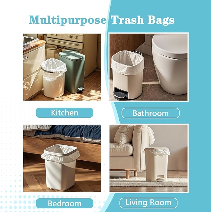 500 Count 5 Gallon Trash Bags, Strong Small Garbage Bags, Bathroom Trash Can - Image 6