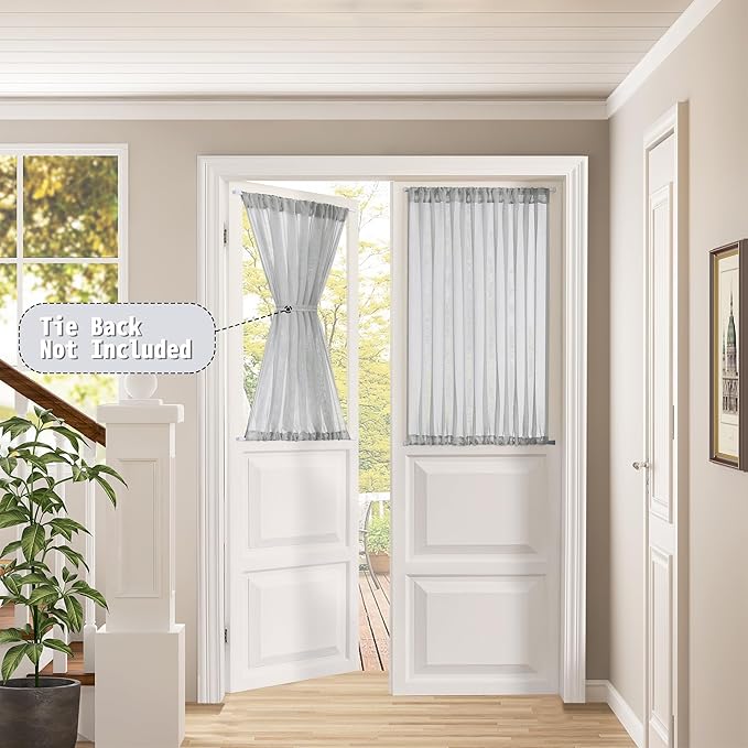 Tollpiz Short Sheer Door Curtain Closet Linen Textured Curtain Sheers Doorway - Image 2