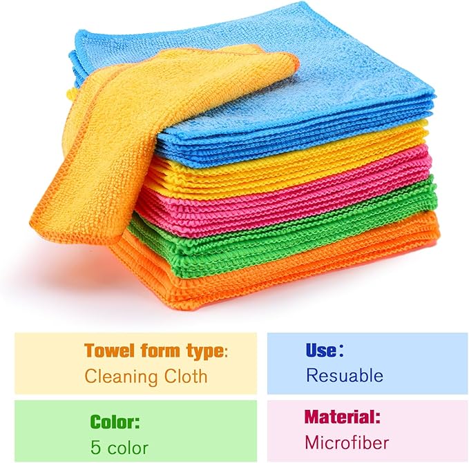Tanlade Microfiber Cleaning Cloth 6"x6" Cleaning Rags Reasonable Kitchen Towels - Image 3