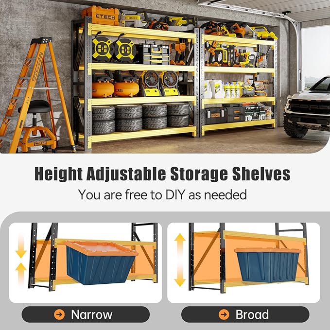 60" W Storage Shelves Heavy Duty, 4 Tier Metal Garage Shelving Units, 5000LBS - Image 6