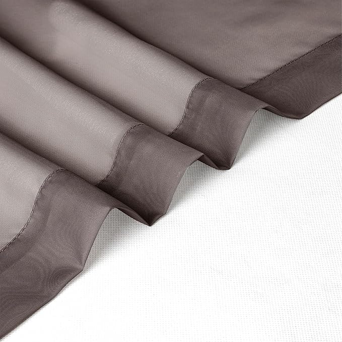 Chyhomenyc Chocolate Brown Sheer Curtains 30 inch Length 2 Panels, Light - Image 4