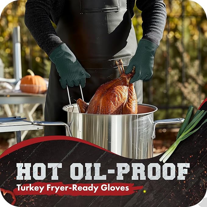 KITCHEN PERFECTION XL Silicone Smoker Oven Gloves-Extreme Heat Resistant BBQ - Image 5