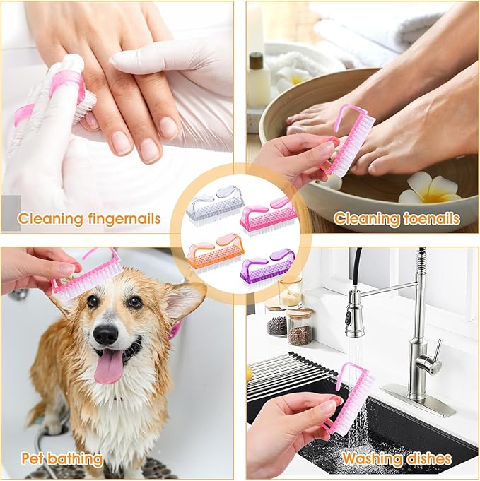 100 Pcs Handle Grip Nail Brush Bulk Nail Scrubber Cleaner Fingernail Brushes - Image 4