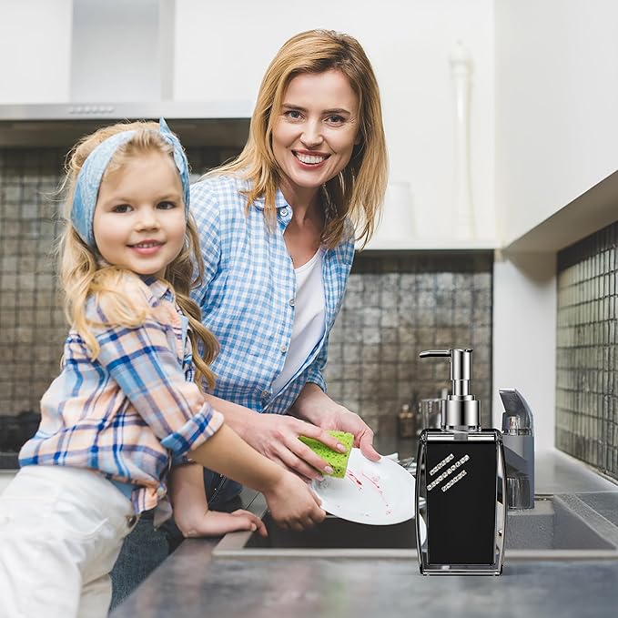 Black Soap Dispenser with Refillable Plastic Pump - Image 6