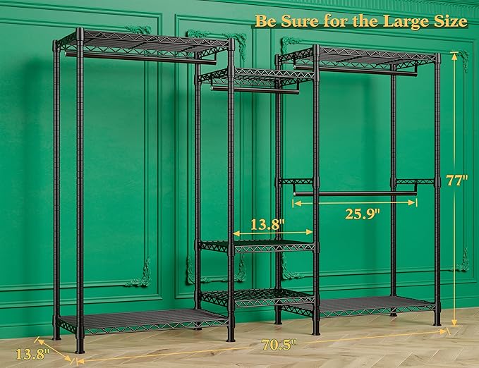 Raybee Clothes Rack, 725 LBS Clothing Rack Adjustable Clothing Racks - Image 6
