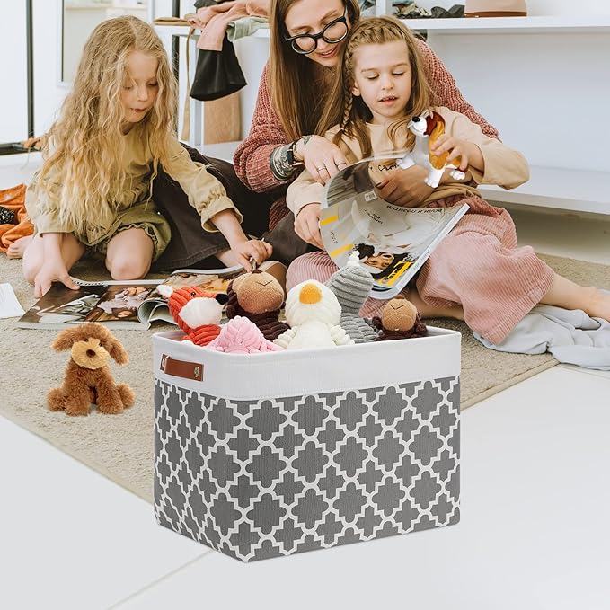 DULLEMELO Foldable Nursery Storage Baskets Canvas Storage Bins - Image 4