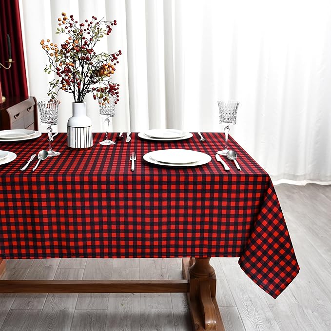 Classic Gingham Buffalo Xmas Tablecloth Fabric - Image 3