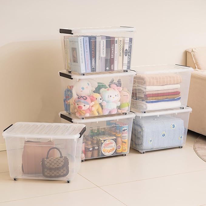 Citylife 82 QT Clear Plastic Storage Bins - Image 7