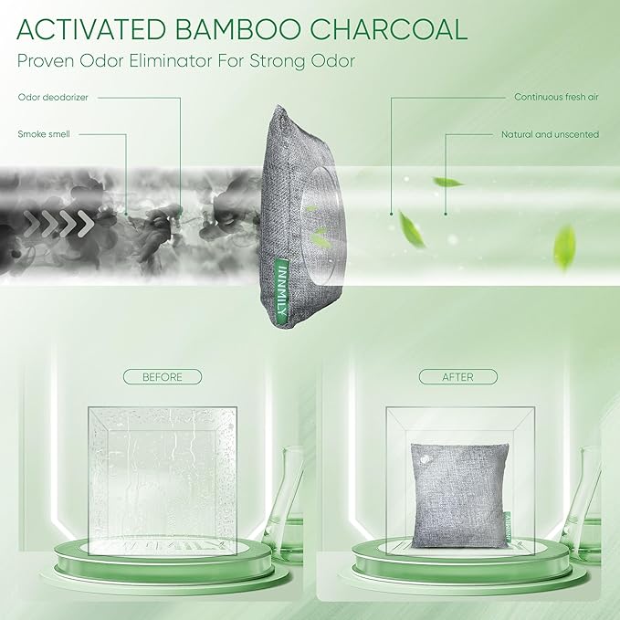 Activated Charcoal Odor Absorber, 6 Pack Natural Shoe Odor Eliminator, Bamboo - Image 5
