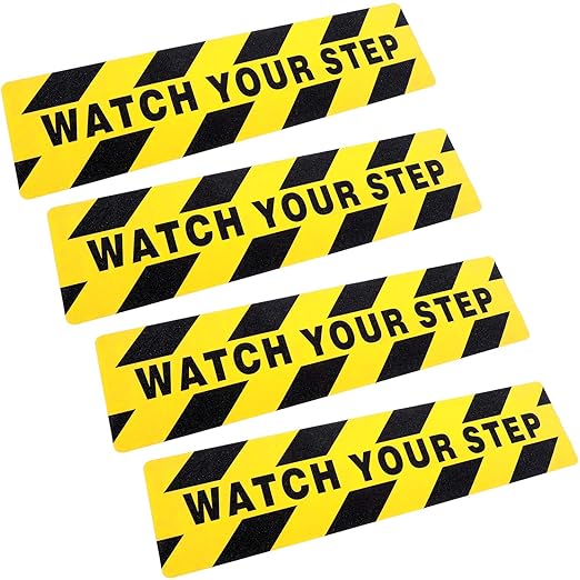 Boao 4 Pieces Watch Your Step Stickers Sign 6 x 24 Inch Caution Watch Your Step by Boao