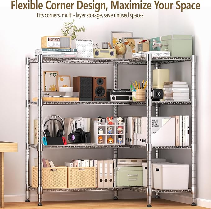 Himimi 4-Tier Heavy Duty Metal Storage Rack, 1200LBS Adjustable Wire Shelving - Image 2