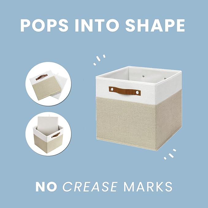 OrganiHaus White 12x12 Fabric Storage Bins - Image 6