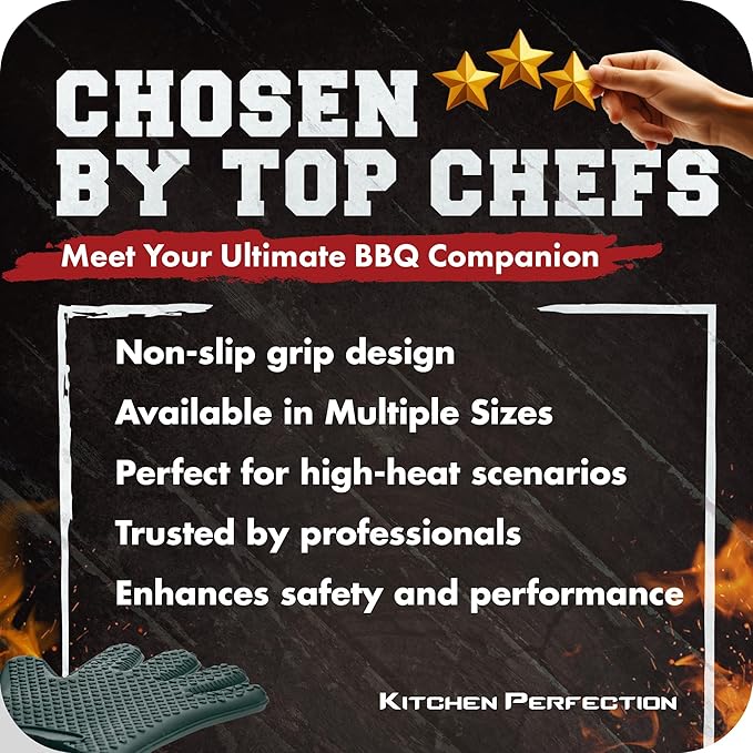 KITCHEN PERFECTION XL Silicone Smoker Oven Gloves-Extreme Heat Resistant BBQ - Image 6