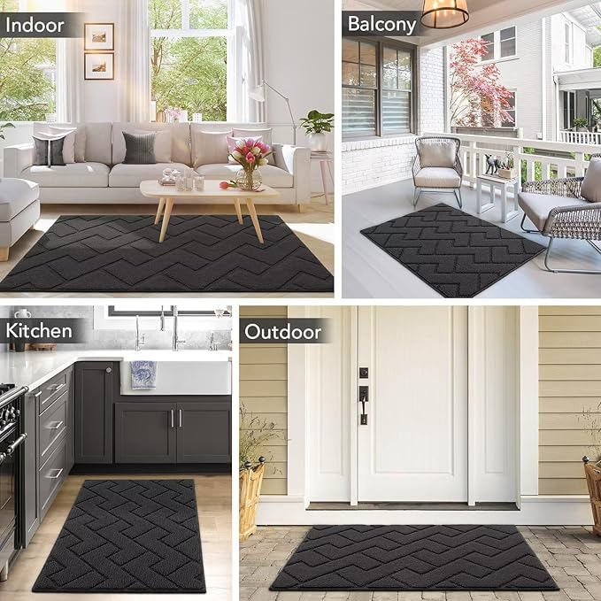 hicorfe Front Door Mat Indoor Entrance, Stain and Fade Resistant, Non Slip - Image 2