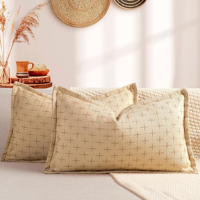 ZWJD 12x20 Pillow Covers Set of 2 Soft Polyester Textured Pillow Covers by ZWJD