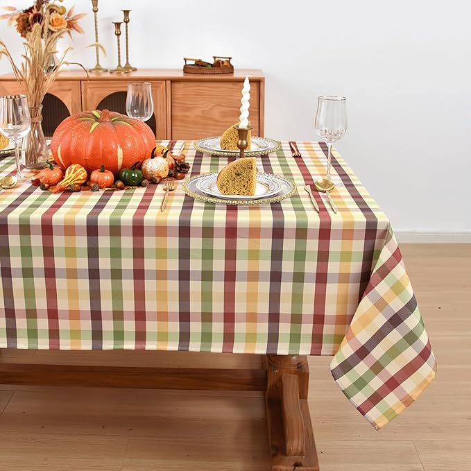 Waterproof Checkered Tablecloth Fabric by Essifunia