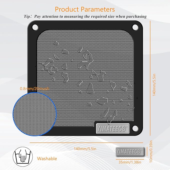 140mm PC Dust Filter for Computer Cooler Fan/PSU/Routers PVC 50 Mesh, Magnetic - Image 2