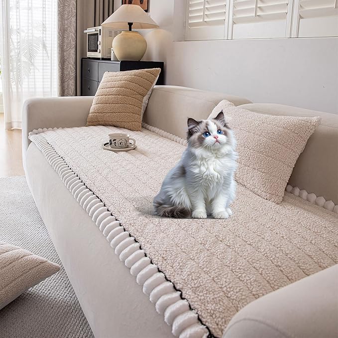 OTOB Couch Covers for Sofa Pet Friendly, Washable & Non Slip Fuzzy Dog Couch by OTOB