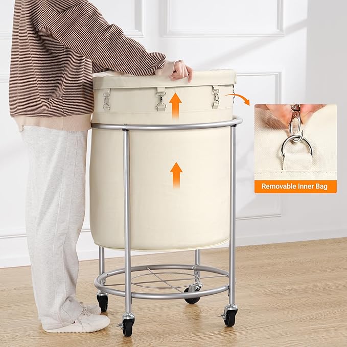 ELYKEN Laundry Basket with Wheels, 170L Rolling Laundry Hamper with Removable - Image 5