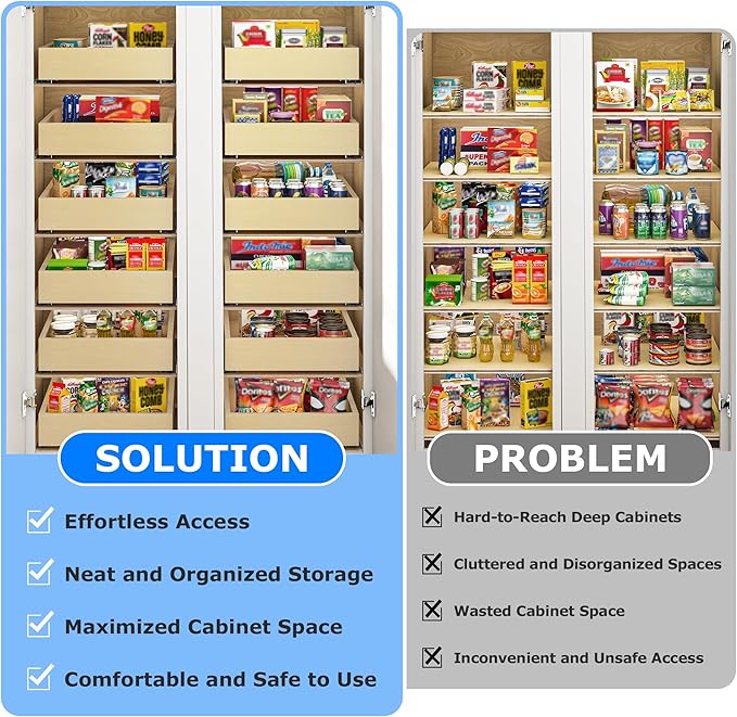 WelFurGeer Soft Close Pull Out Cabinet Organizer, Bottom Mount Pull Out Drawers - Image 4