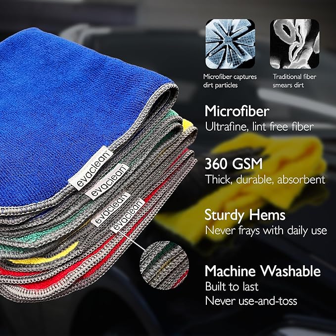 EvaClean Premium Microfiber Cleaning Cloth 16"x16" - Image 7