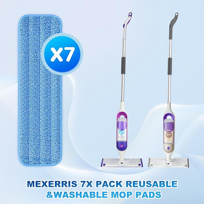 7 Count Reusable Mop Pads for Swiffer PowerMop -MEXERRIS Microfiber Wet Mops - Image 2