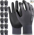 12 Pairs Work Gloves for Men and Women, Nitrile Coated Safety Protective Gloves by KEBADA