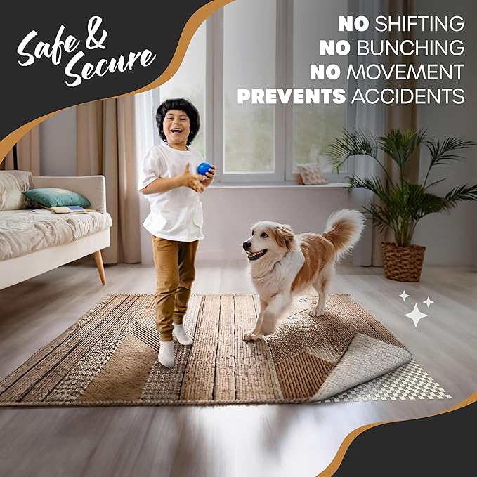 Nevlers 5'x7' White Anti Slip Rug Mat Non Skid Design | PVC Non Slip Rug Pads | - Image 3