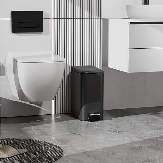 Small Trash Can with Lid Soft-Close, 6 L/1.6 Gal Bathroom Garbage Can with - Image 3