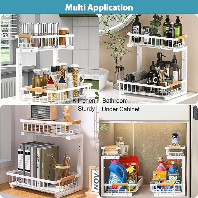 Under Sink Organizer 2 pack, 2 Tier Slide Out Under Sink Organizers And Storage - Image 8
