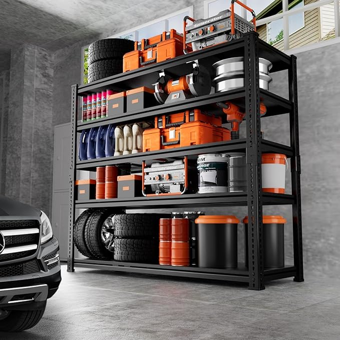 Storage Shelves Heavy Duty 2 PCS, 5-tier Adjustable Metal Industrial Utility - Image 2