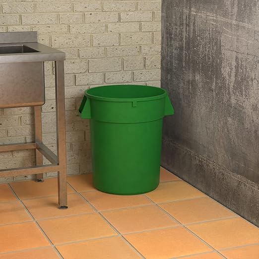32 Gallon Green Round Commercial Trash Can - Image 4